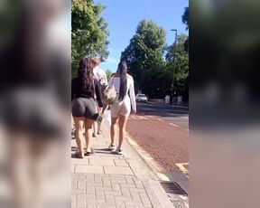 2 Bad Bitches In Tight Grey Spandex Shorts