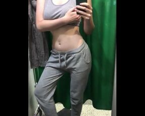 Fitting room selfie - risky changing room at store video filming in the shopping mall dressing room