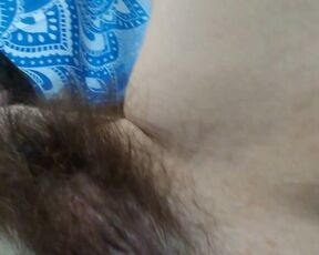 I touch my hairy pussy late at night